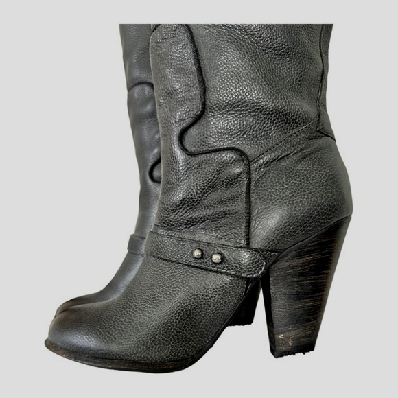 Sam Edelman Naharra Knee High Graphite Leather Heeled Boots Size 8.5 - Picture 5 of 16